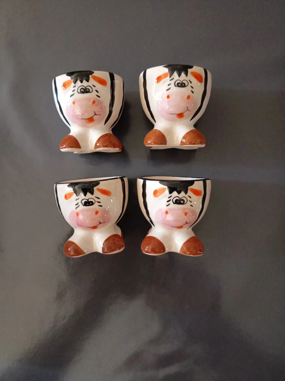 4 coquetiers vache céramique